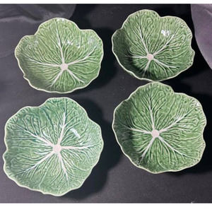 Set Of 4 Bordallo Pinheiro Green Cabbage Cereal Bowl Made in Portugal